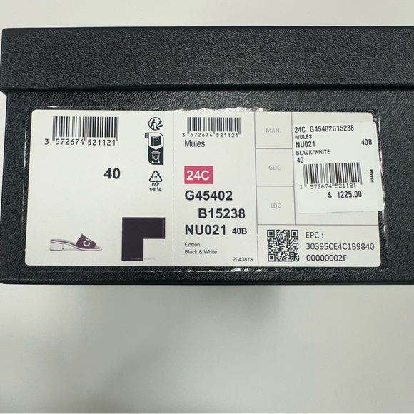 CHANEL Logo Heeled Slide Sandals in Black/White - Picture 14 of 14